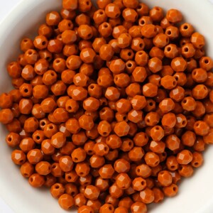 50pcs Terracotta Brown 4mm Czech Fire Polished Glass Faceted Round Beads 4mm Terra Cotta Brown image 6