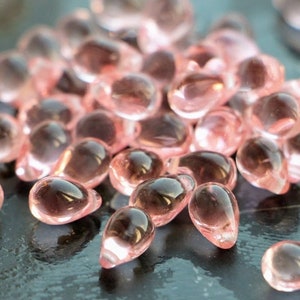 Rose teardrops 6x9mm (25pcs) Czech Glass Beads Rosaline Drops Briolette Czech Drops Beads Rosaline Drops Briolete Pink Beads