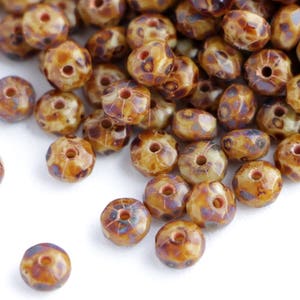 50pcs Ivory Antique Rondelle Bead 3x2mm Czech Fire Polished Beads 3mm Tiny Faceted Rondelle Beads Brown