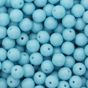 50 Stück Himmelblau 6mm Böhmische Glasperlen Glatte Runde Perlen 6mm Blaue Glasperlen 6mm