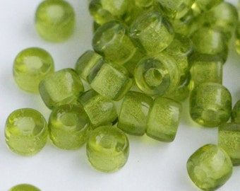 30pcs Green Olivine 6x4mm Pony beads 2mm large hole Roller beads Czech Glass Beads round big spacer beads