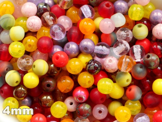 100 Glasperlen Gelb 4mm 100 Glasperlen Gelb 4mm