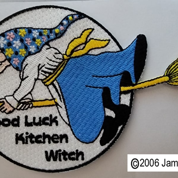 Norwegian Good Luck Kitchen Witch Embroidered Iron On Patch