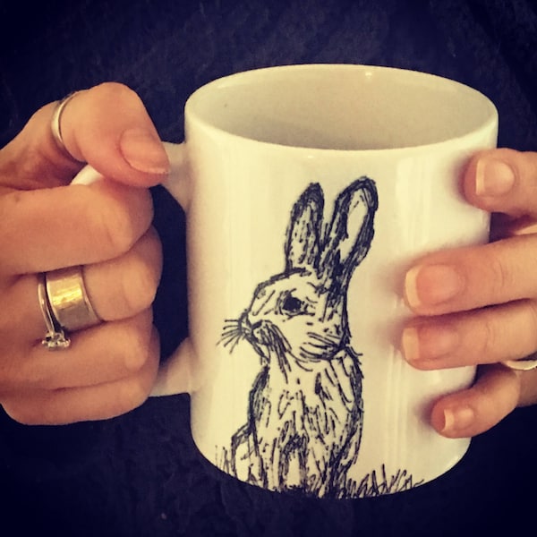 Hare mug, Birthday gift, Animal art,Hare gifts, Hare decor, woodland animal, Gift for Hare lovers