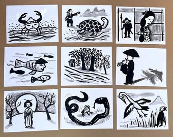 Verhalen uit Japan: Originele illustraties