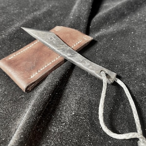 Kiridashi  Hand Forged Knife heavy duty rusticated: 5160 Steel, Woodworking Tool w/ leather sheath