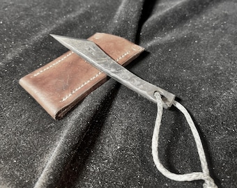Kiridashi  Hand Forged Knife heavy duty rusticated: 5160 Steel, Woodworking Tool w/ leather sheath