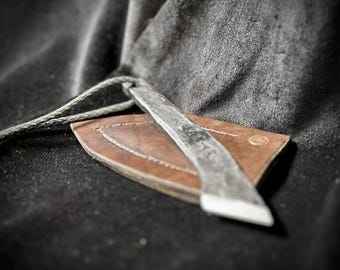 Hand Forged Kiridashi Knife curved: 5160 Steel Woodworking Tool with Sheath