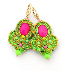 Boho Soutache Dangle Earrings: Colorful Handmade Jewelry