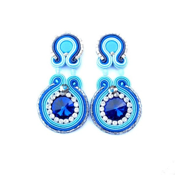 Dangle Earrings Soutache Earrings with Crystals Jewelry Soutache Top Spring Trends