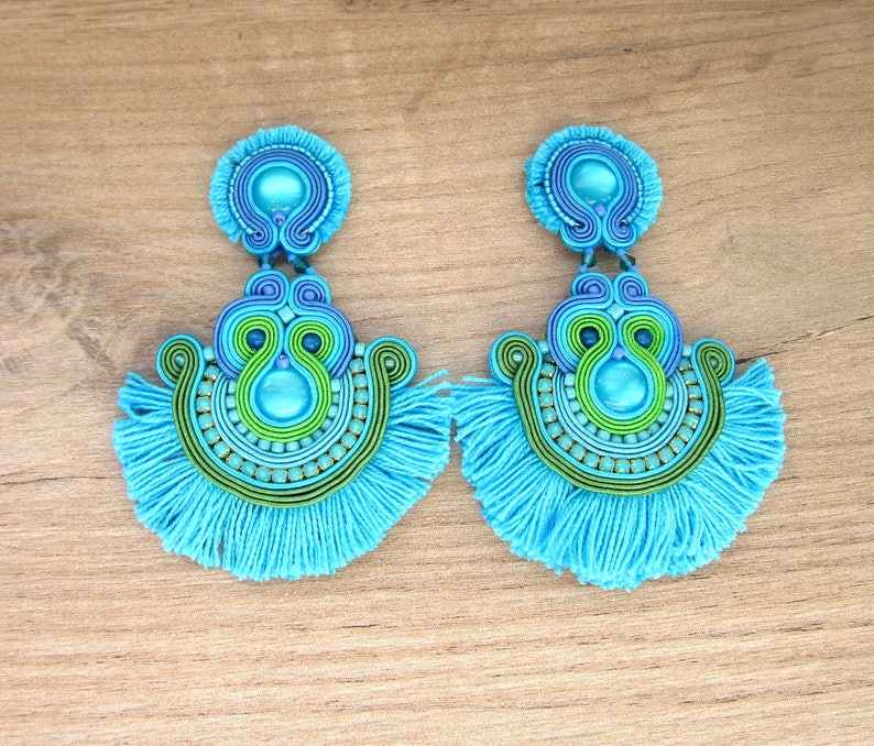 Earrings Statement Turquoise Large - Gemajesty