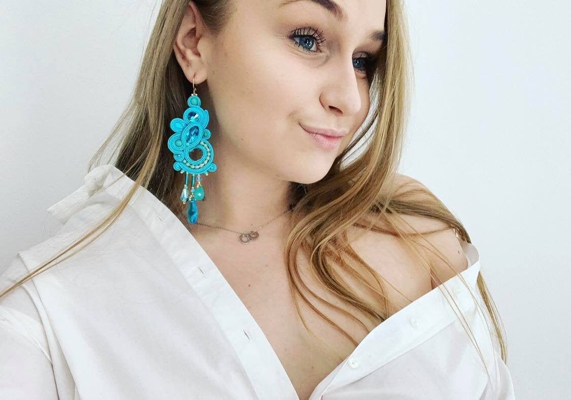 Long blue earrings statement earrings teardrop earrings Etsy