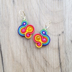 Rainbow Dangle Earrings , Colorful Soutache Earrings , Handmade Beaded Jewelry, Rainbow Earrings, Colorful Earrings, Dangle Earrings