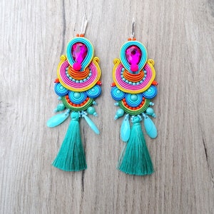 Soutache Tassel Earrings: Colorful Oriental Dangle Earrings