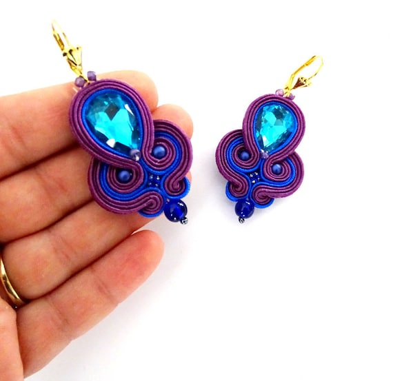 Blue and purple earrings sale