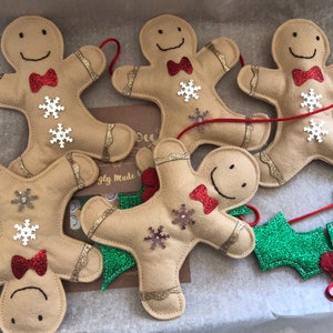 Handmade Felt Gingerbread Garland: Christmas Banner Decoration