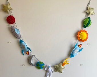 1.5m Space Bunting Garland with Rockets, Planets, Astronauts, Alien Spaceship and Stars. Nursery Decoration Childs Bedroom Decor Party Gift