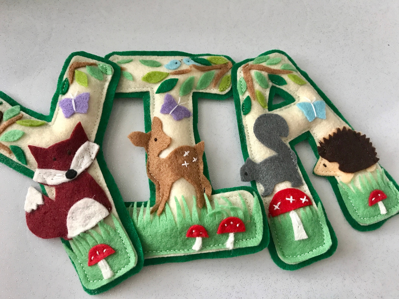 Handmade Woodland Animal Name Garland Personalised Decoration Etsy UK