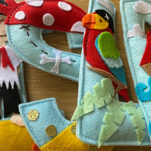 Felt Letter Pirate Name Garland, Name Banner, Name Sign, Name Bunting, Name Wall Decor, Nursery Decor, Baby Shower, Birthday Party, sign