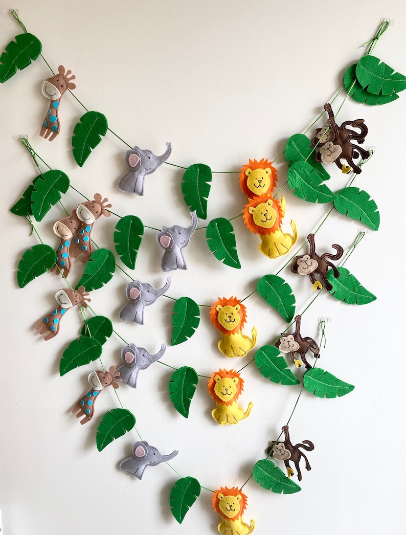 Jungle Garland Bunting Safari theme with Elephant Lion Etsy