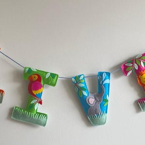 Jungle Safari Felt Name Garland, Kids Nursery Decor, Custom Bunting Banner