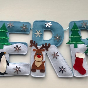 Handgemachte Filz 'Merry Christmas' Girlande: Weihnachtsmann, Rentier, Bäume