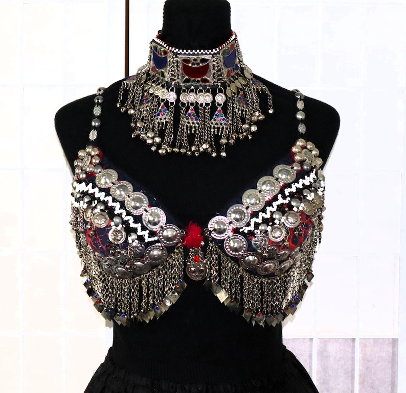 Native Bra TBR16E Tribal Bra 38C/85D Tribal Belly Dance Fusion ATS Gypsy Kuchi ...
