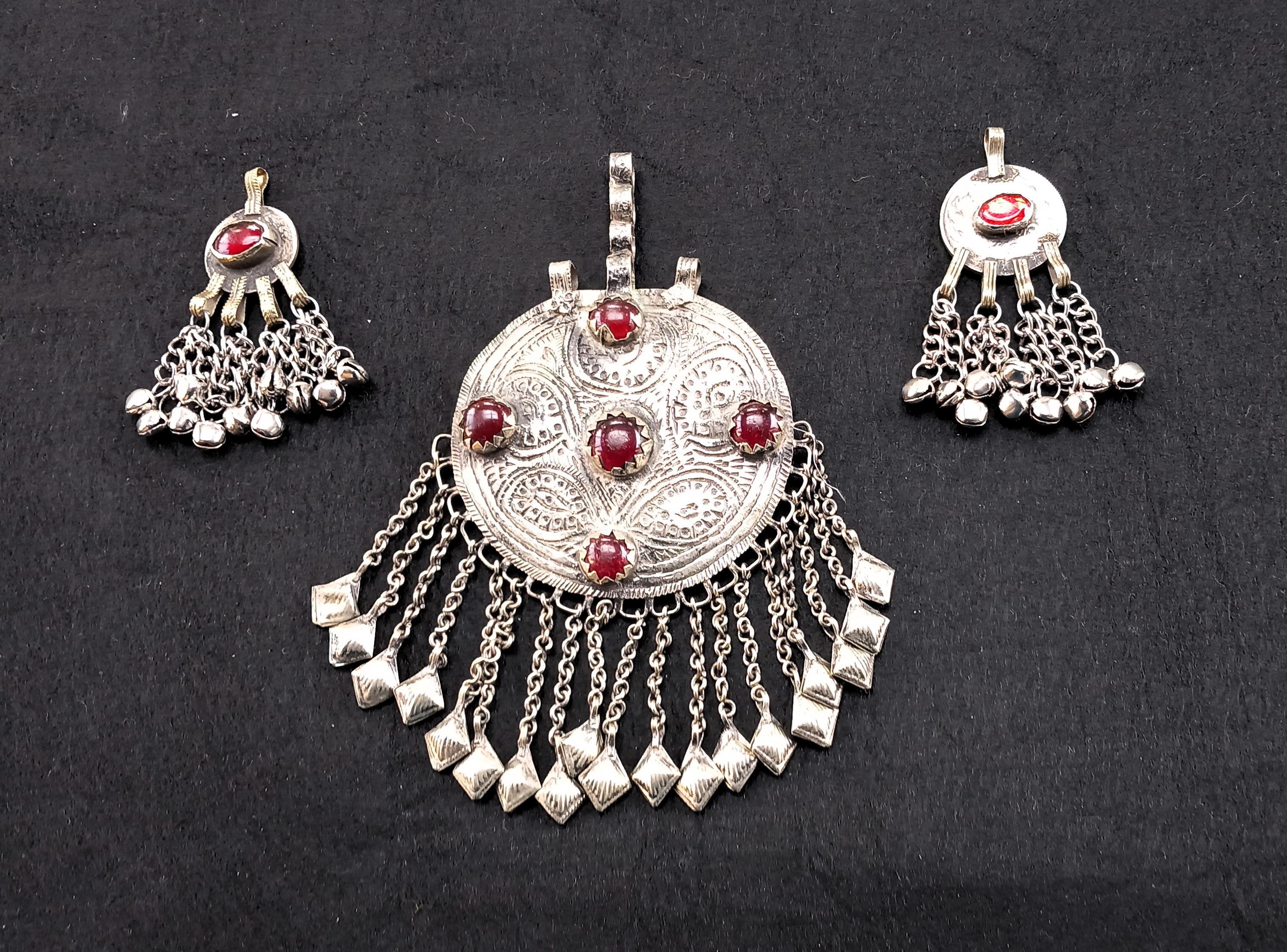 Tribal pendant 3 pieces Kuchi pendant Metal tribal amulets Tribal supplies accessories DIY tribal costume bra belt Tribal belly dance TA24