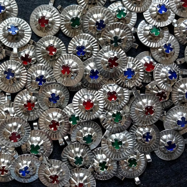 Tribal pendant Tribal ATS FCBD fusion gypsy belly dance kuchi supplies accessories DIY tribal costume metal disc with stones TA20