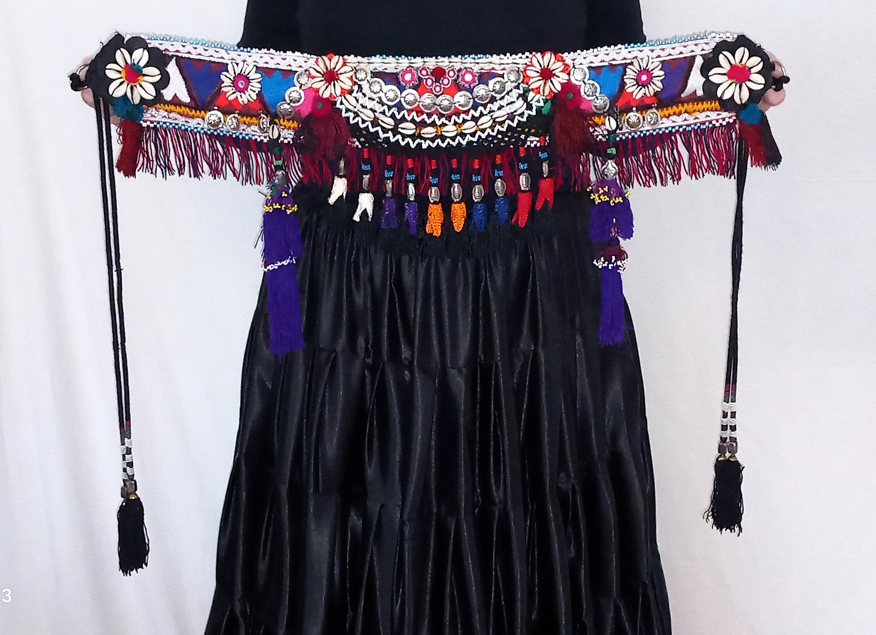 TB231 Tribal Belly Dance Belt, Tribal Fusion Gypsy Kuchi