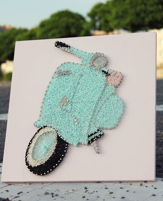 Vespa Scooter Wall Decor String Art Vespa Wall Art Modern Etsy
