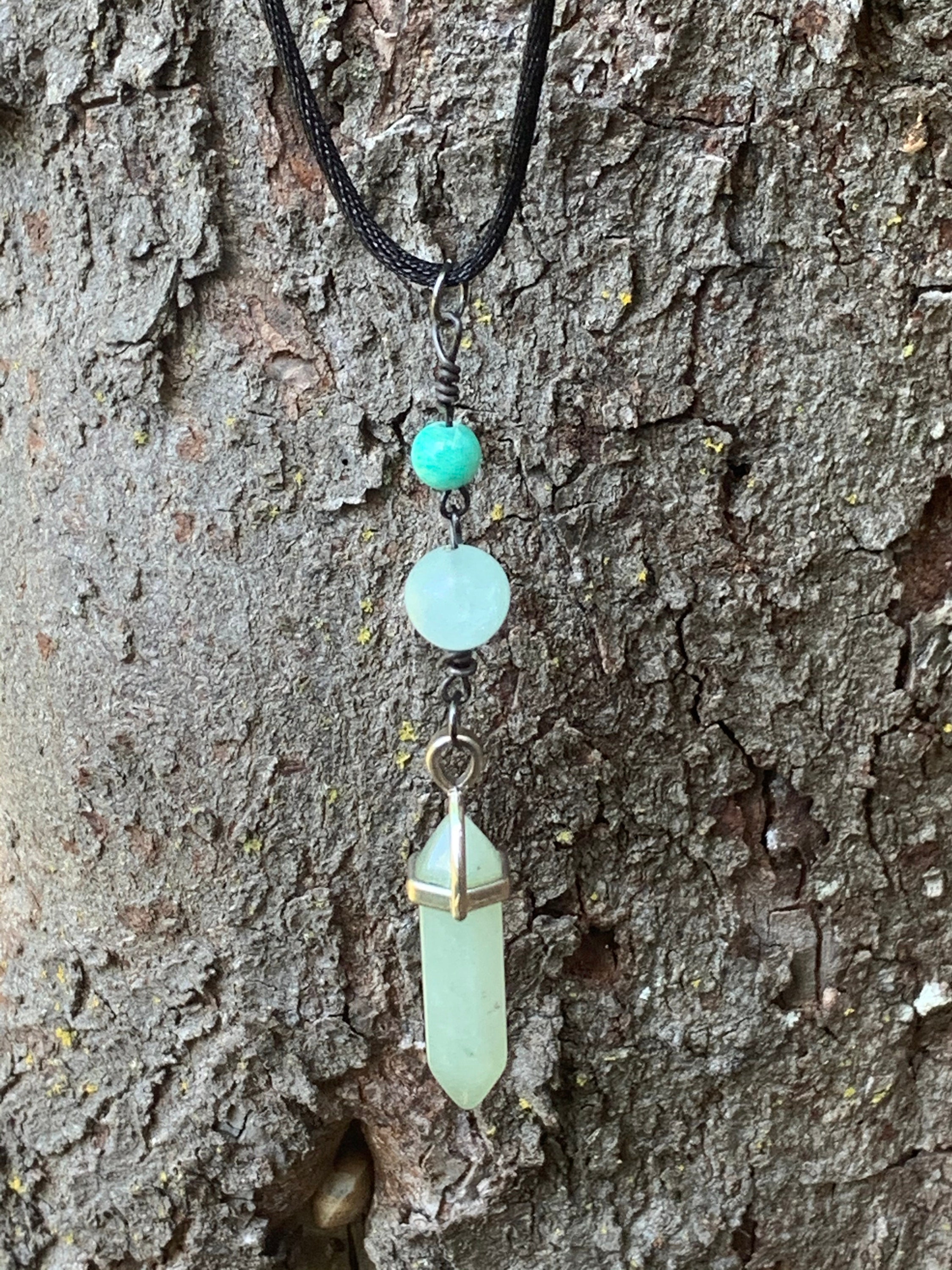 Light Green Crystal Necklace Etsy