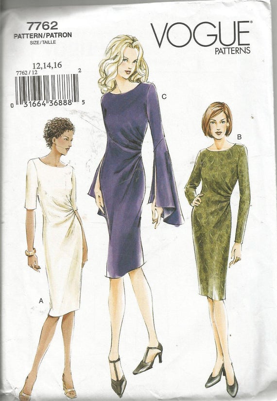 Vogue V8685 Easy Options Dress Tapered or Flared Sz 6-12 UNCUT Sewing Pattern