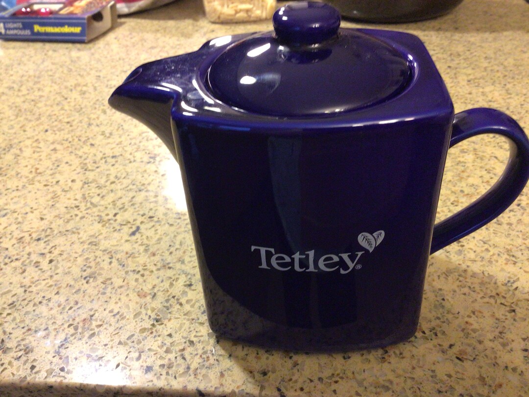 Vintage TETLEY TEAPOT. Cobalt Blue Two Cup Teapot. TETLEY Logo Etsy