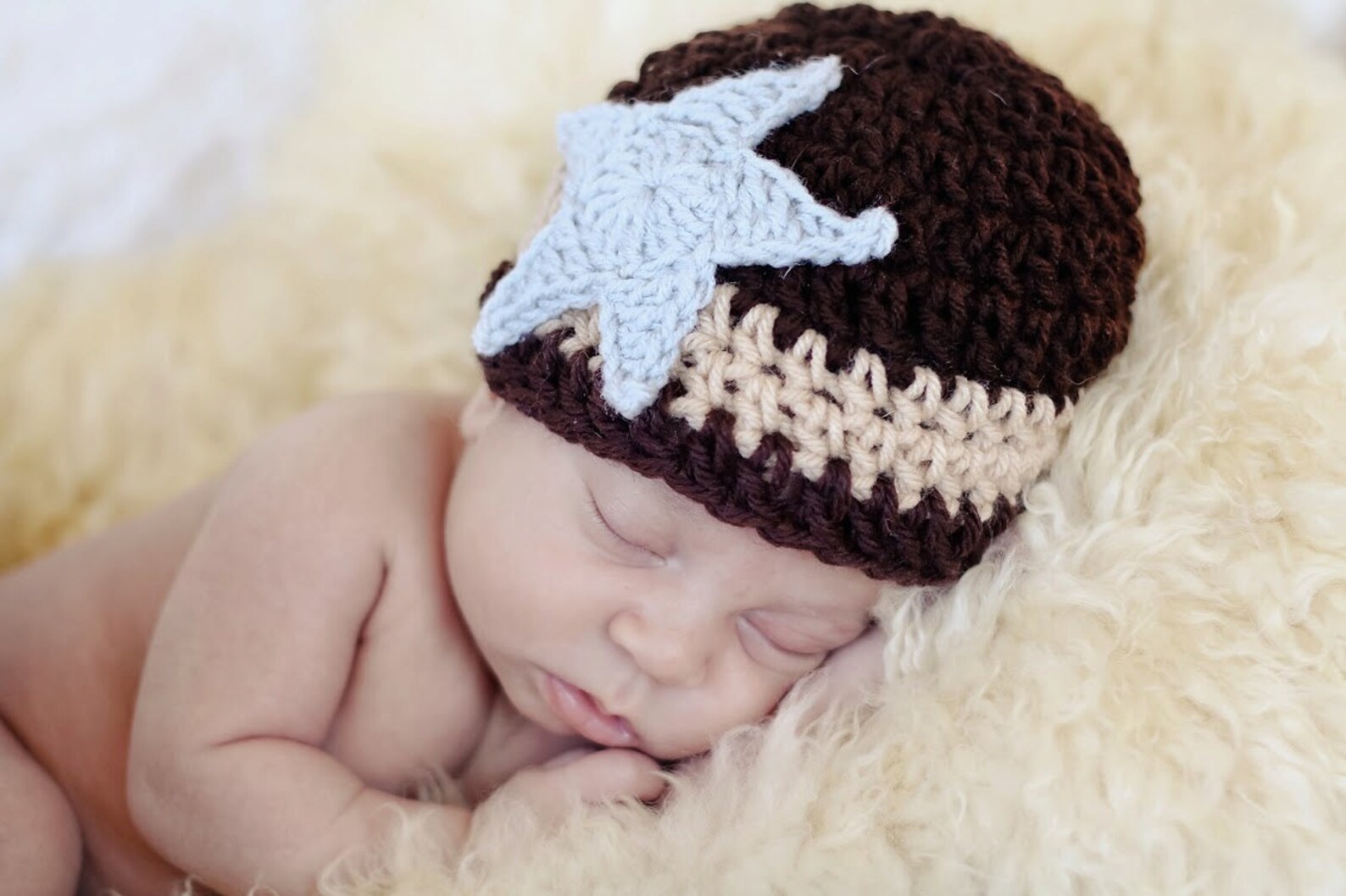 Crochet Brown and Tan SHERIFF HAT With Star Boy or Girl Sizes Etsy