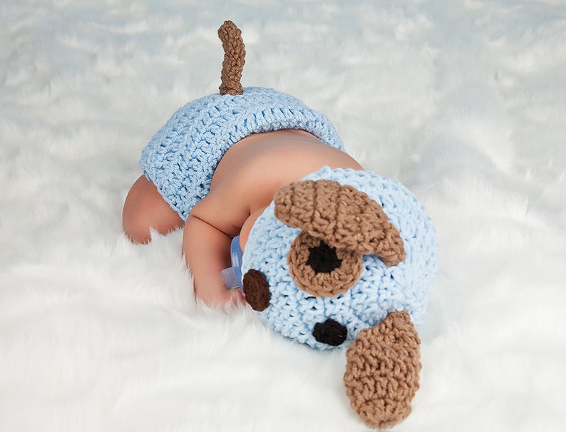 Crochet BLUE or Pink PUPPY Dog Hat and Diaper Cover Set With Etsy