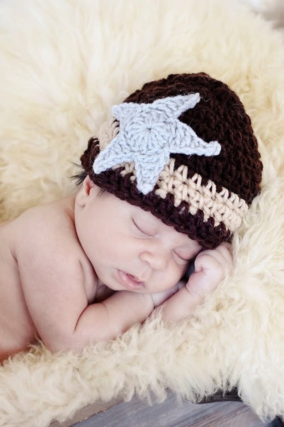 Crochet Brown and Tan SHERIFF HAT With Star Boy or Girl Sizes Etsy