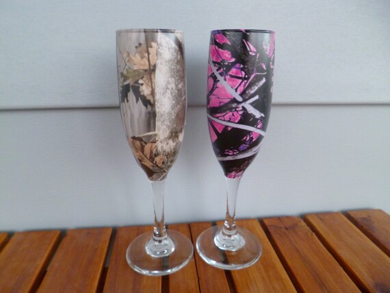 Camo Champagne Glasses For Rustic Wedding In Muddy Girl And Etsy