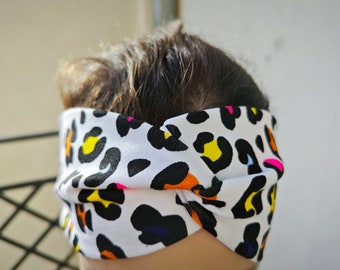 Kinder Stirnband, Haarband, Jersey, Ostern,  Frühling, Sommer, Mädchen Stirnband, Twistband, Bandeau Milla Louise animal print Leopard