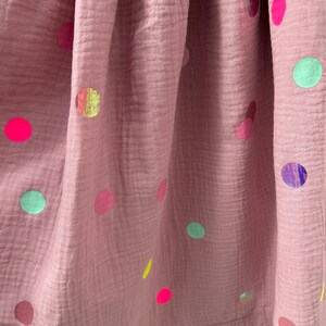 Falda muselina mujer, falda muselina, falda muselina, muselina, falda confeti, falda lunares colores, confeti, falda brillo, muselina rosa, rosa viejo imagen 6