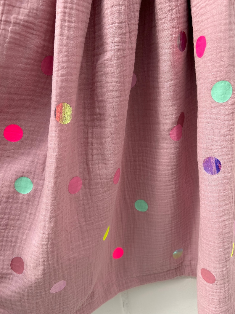 Falda muselina mujer, falda muselina, falda muselina, muselina, falda confeti, falda lunares colores, confeti, falda brillo, muselina rosa, rosa viejo imagen 6