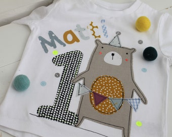 Birthday shirt bear, shirt boy, children, t-shirt, number shirt, birthday, number, name, bear, gift, spring, birthday boy, teepee