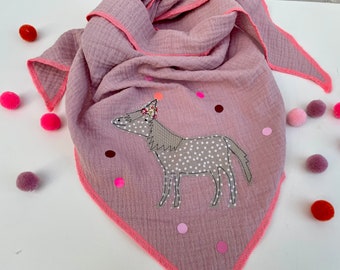 Children's muslin scarf in two sizes, muslin scarf, muslin pink, autumn scarf, pony scarf, autumn scarf, pony scarf