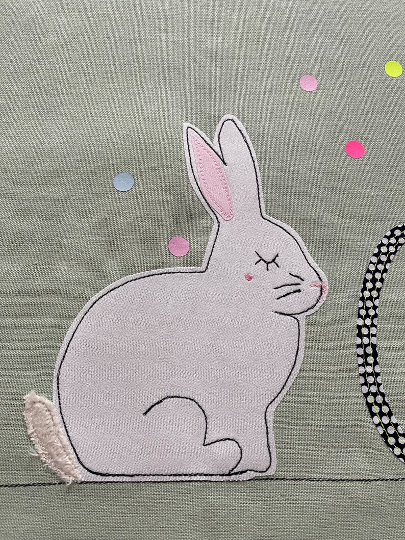 short delivery time table runner Easter, tablecloth Easter, spring, Easter decoration, mint, rabbit image 2