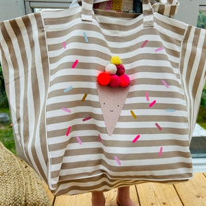XL Badetasche, Tasche Stofftasche Strandtasche Einkaufstasche große Tasche Badetasche Eis Eis-Tasche Canvastasche, Eiswaffel Tasche