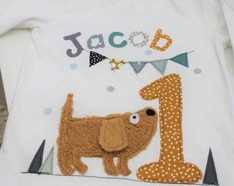 Geburtstagsshirt Hund, Shirt Junge, Kinder, T-Shirt, Zahlenshirt , Geburtstag, Zahl, Namen, Hundeshirt,Geschenk, Frühling, Geburtstag Junge,