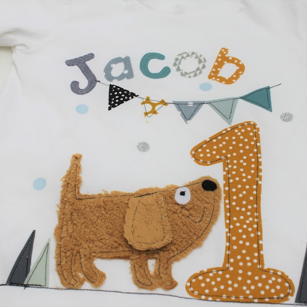 Geburtstagsshirt Hund, Shirt Junge, Kinder, T-Shirt, Zahlenshirt , Geburtstag, Zahl, Namen, Hundeshirt,Geschenk, Frühling, Geburtstag Junge,