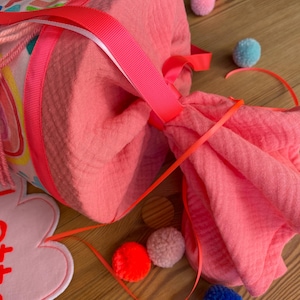 Schultüte Musselin Schultüte Stoff Schulanfang Schultüte Mädchen Einschulung Schultüte bunte Regenbögen rainbow Herz Wolken Milla Louise