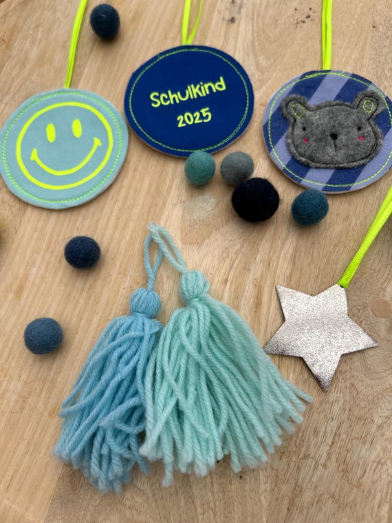 Schulranzen Anhänger, Geschenk Schulanfang, Schulkind, Anhänger Schultüte Jungen Schultütenanhänger, Schulranzen Anhänger, Bänder Schultüte