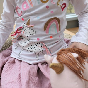 Birthday shirt unicorn, girls, children, t-shirt, unicorn shirt, birthday, number, name, rainbow, gift, by MillaLouise